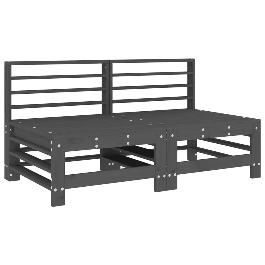 Canapés centraux avec coussins 2 pcs gris bois de pin massif - 3