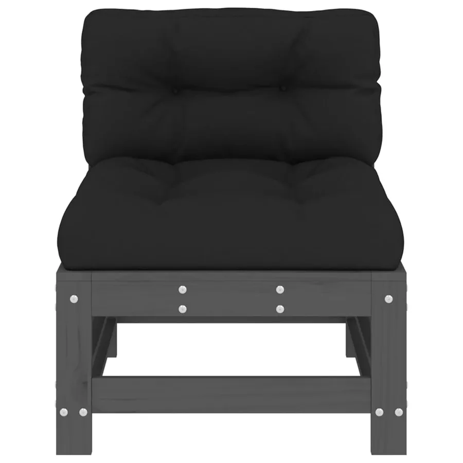 Canapés centraux avec coussins 2 pcs gris bois de pin massif - 5