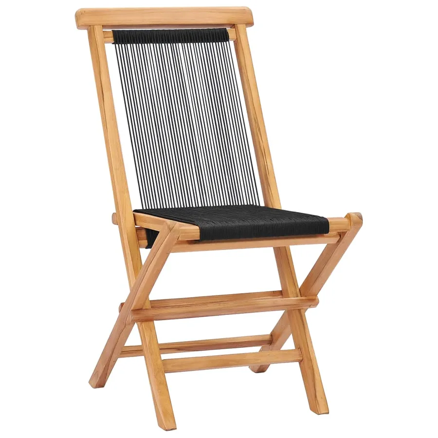 Chaises pliables de jardin lot de 2 Bois teck solide et corde - 2