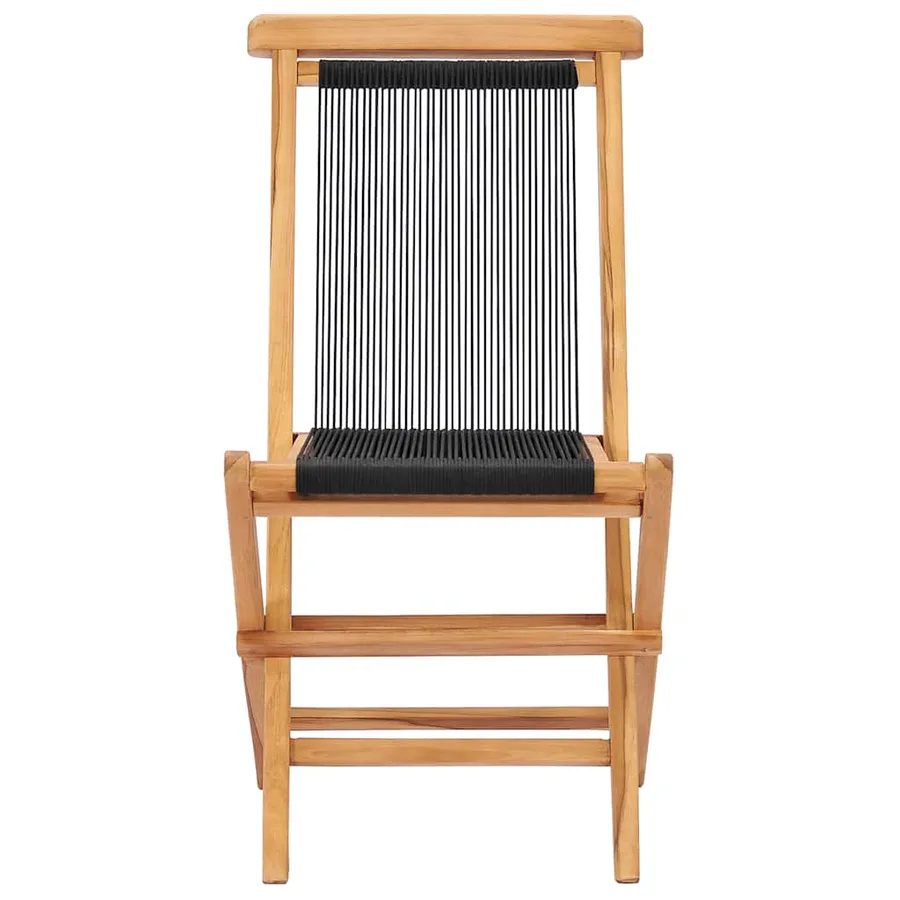 Chaises pliables de jardin lot de 2 Bois teck solide et corde - 3