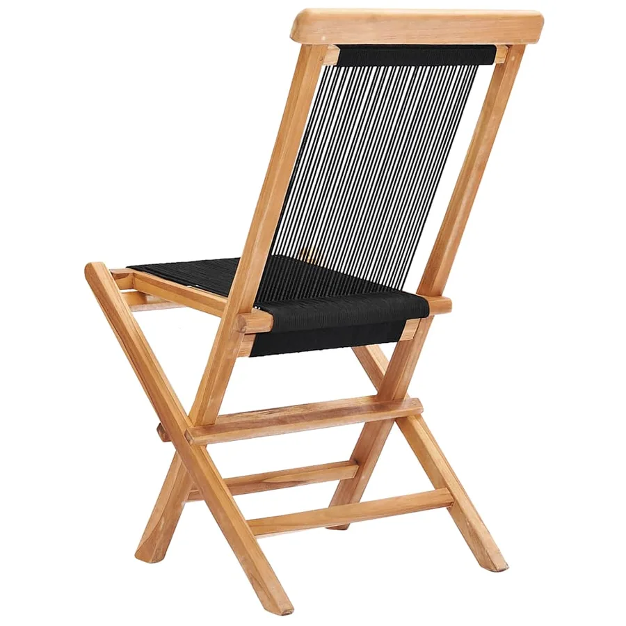 Chaises pliables de jardin lot de 2 Bois teck solide et corde - 4