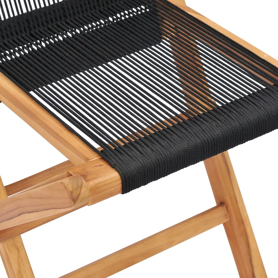 Chaises pliables de jardin lot de 2 Bois teck solide et corde - 5