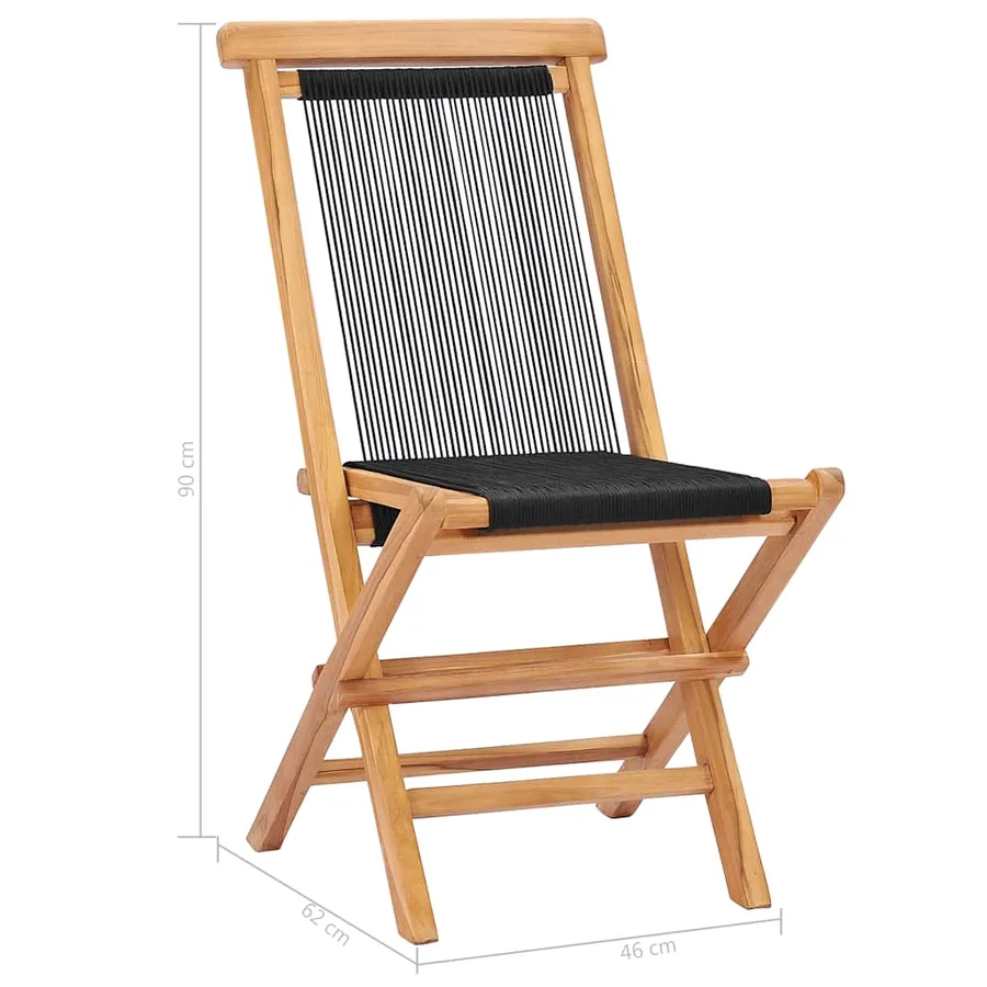 Chaises pliables de jardin lot de 2 Bois teck solide et corde - 6