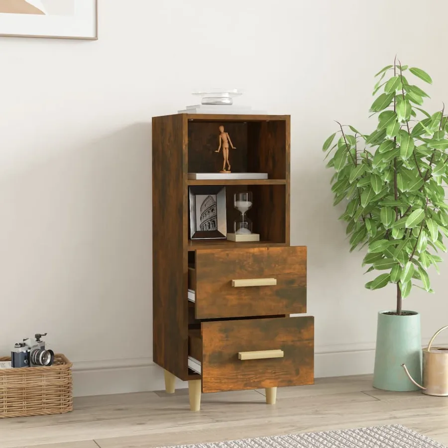 Buffet Chêne fumé 34,5x34x90 cm Bois d'ingénierie - 3