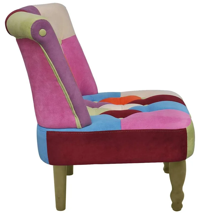 Chaise française au design patchwork tissu - 3