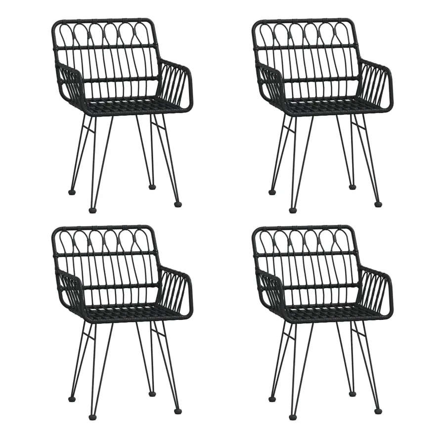 Ensemble à manger de jardin 5 pcs Noir Résine tressée - 4