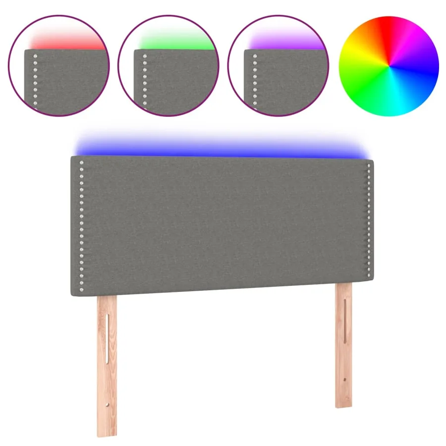 Tête de lit à LED Gris foncé 90x5x78/88 cm Tissu - 2