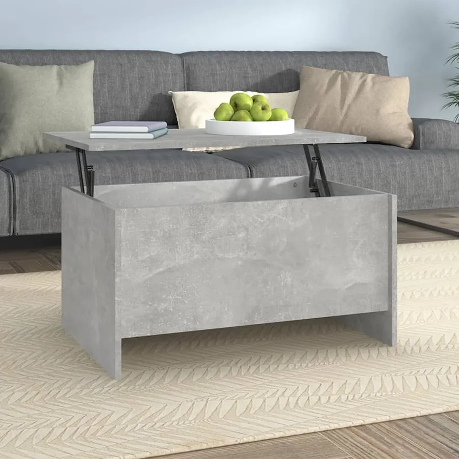 Table basse gris béton 80x55,5x41,5 cm bois d'ingénierie
