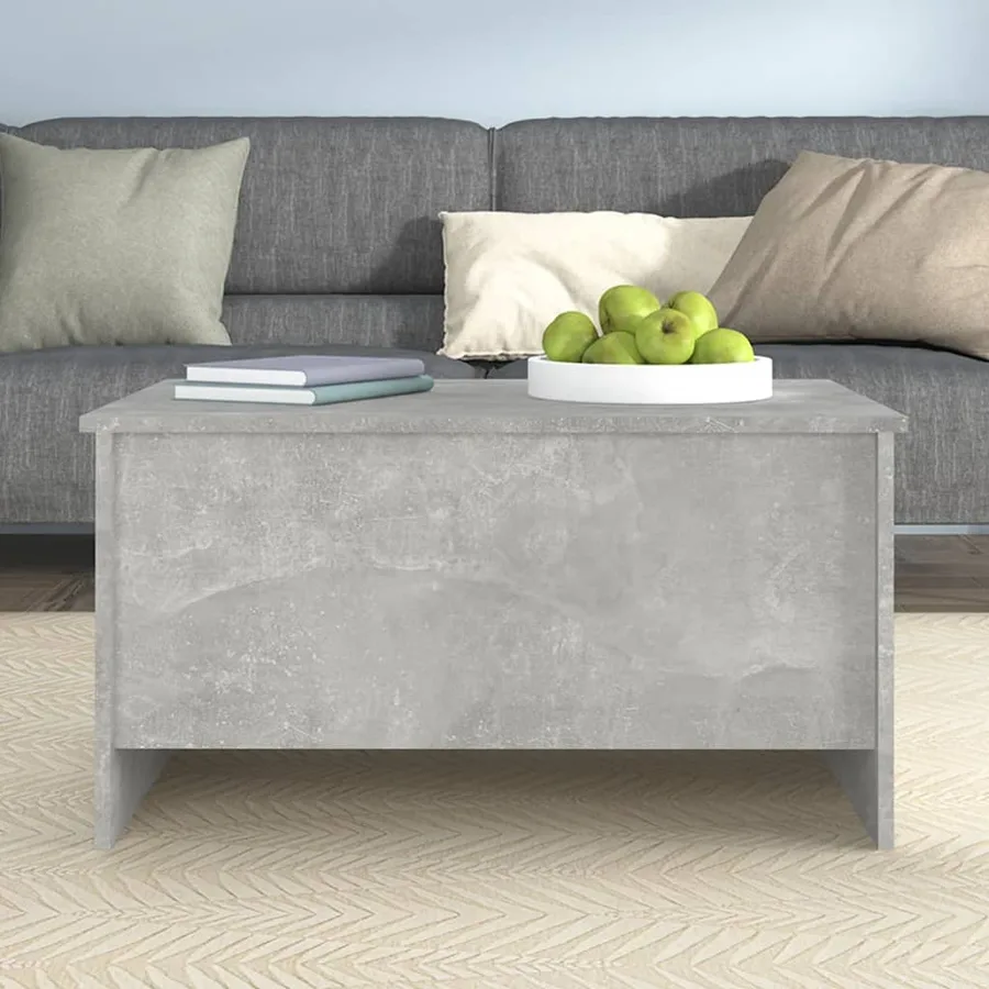 Table basse gris béton 80x55,5x41,5 cm bois d'ingénierie - 7