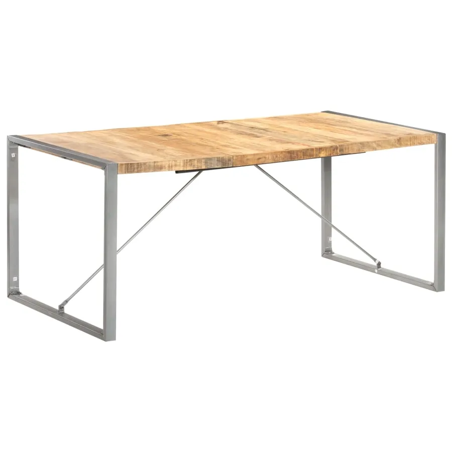 Table à manger 180x90x75 cm bois de manguier massif brut - 11