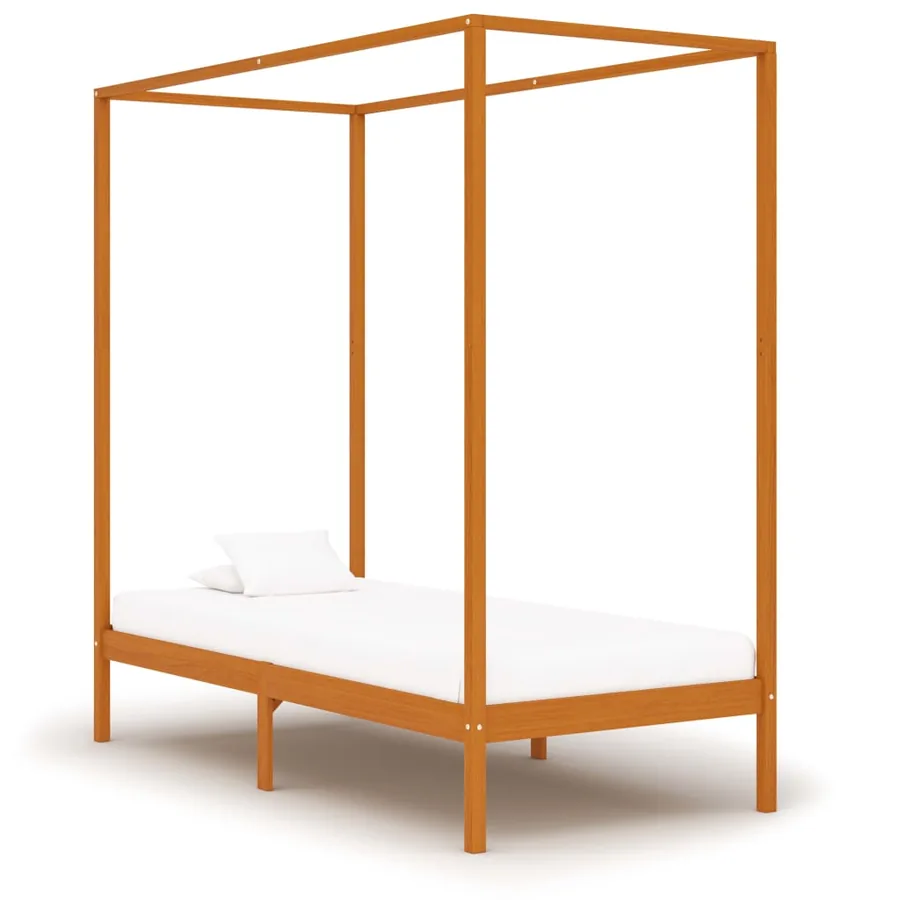 Cadre de lit à baldaquin sans matelas bois massif 100x200 cm