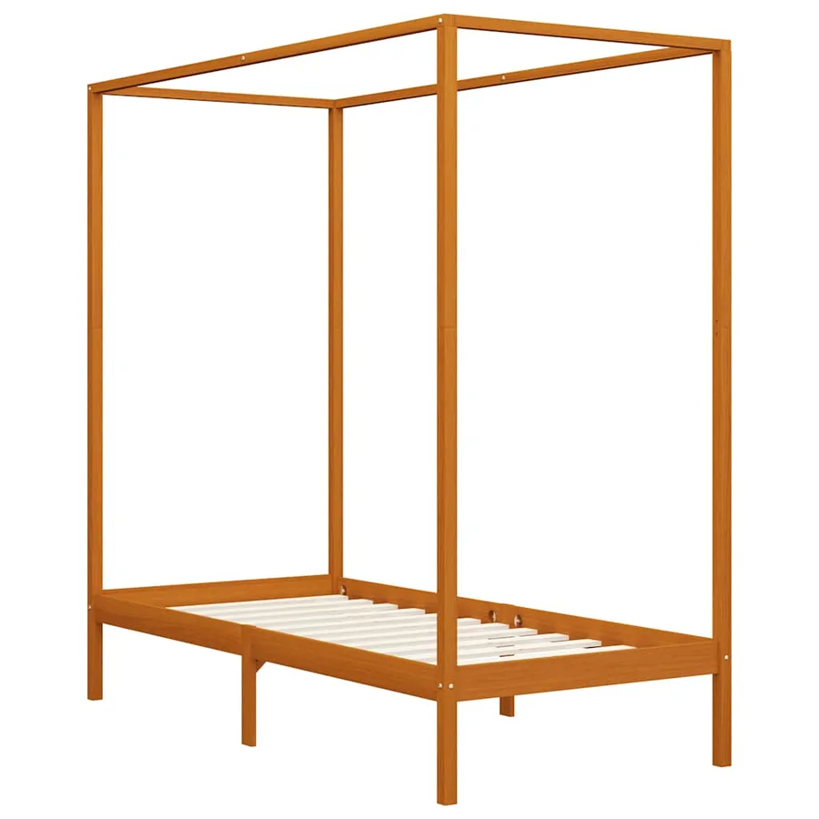 Cadre de lit à baldaquin sans matelas bois massif 100x200 cm - 2