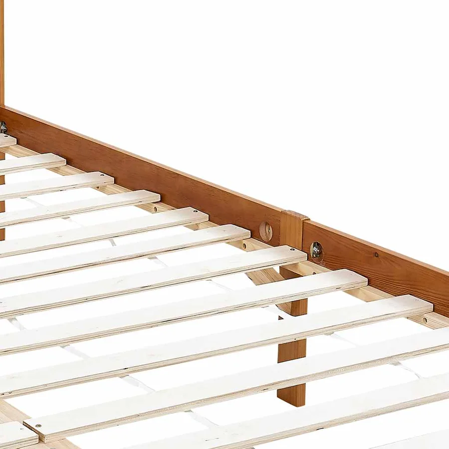 Cadre de lit à baldaquin sans matelas bois massif 100x200 cm - 5