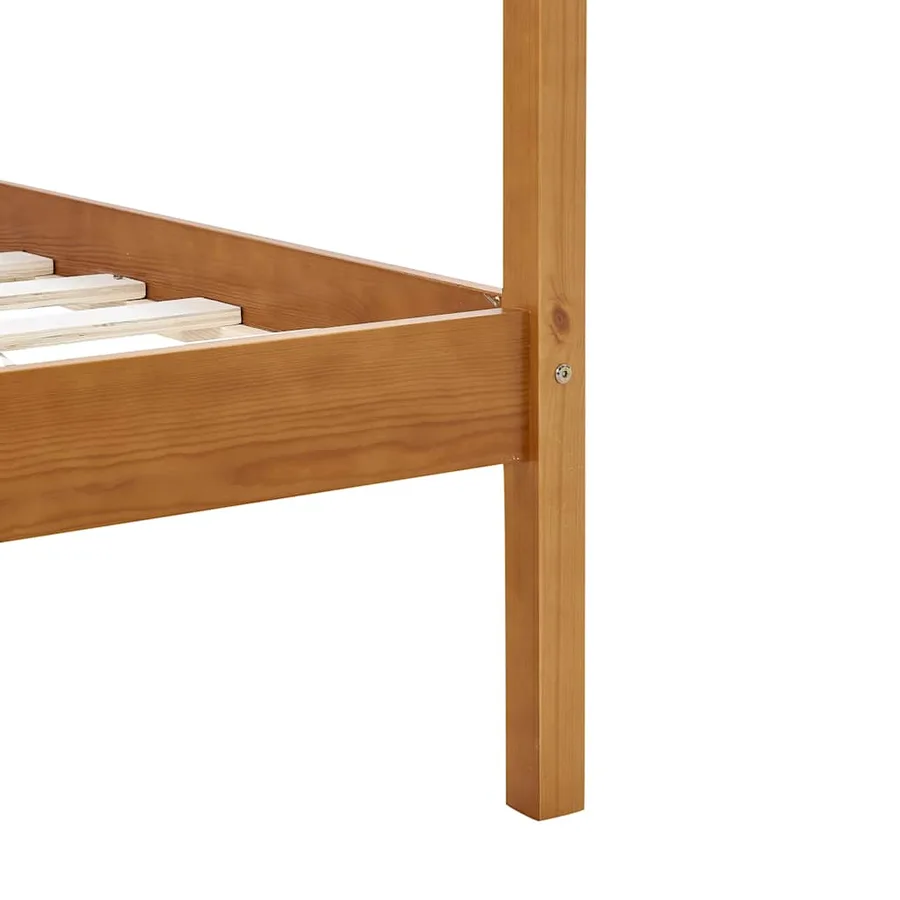 Cadre de lit à baldaquin sans matelas bois massif 100x200 cm - 6