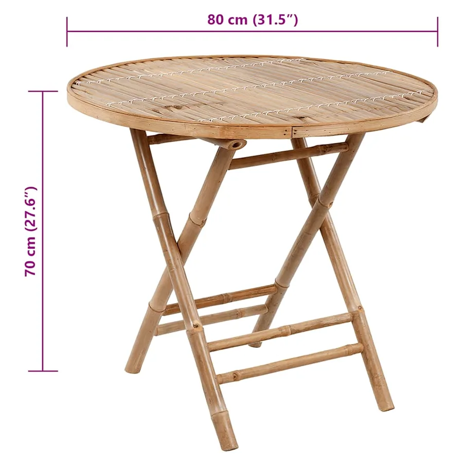 Mobilier à dîner d'extérieur pliable 5 pcs avec coussins bambou - 13