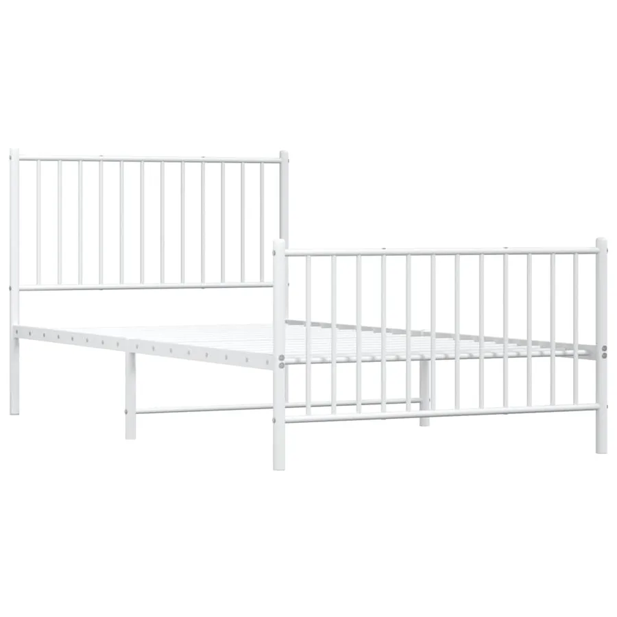 Cadre de lit métal sans matelas et pied de lit blanc 100x200 cm - 4