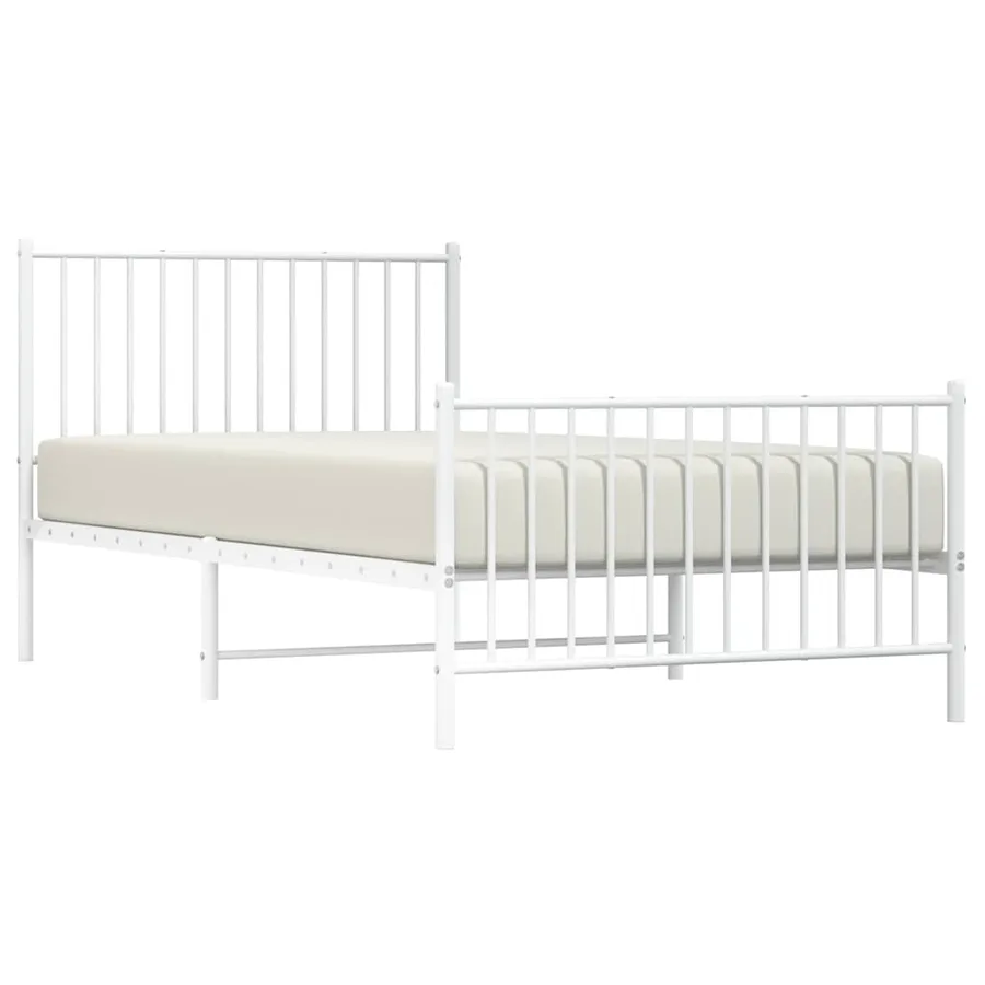 Cadre de lit métal sans matelas et pied de lit blanc 100x200 cm - 5
