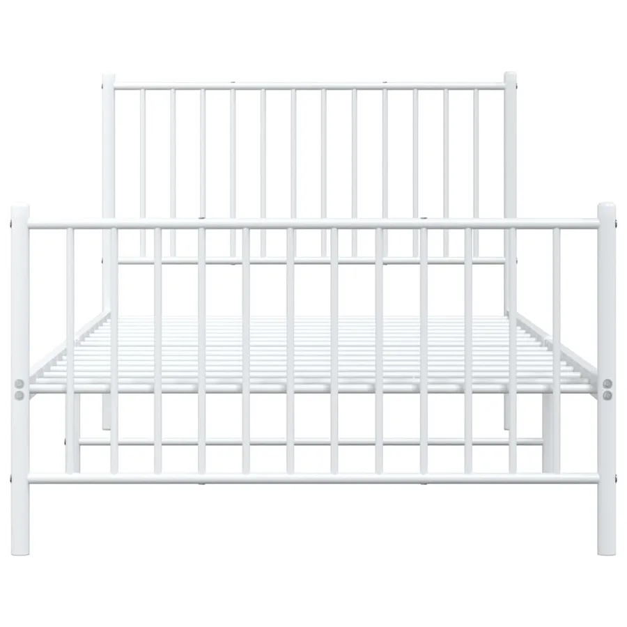 Cadre de lit métal sans matelas et pied de lit blanc 100x200 cm - 6