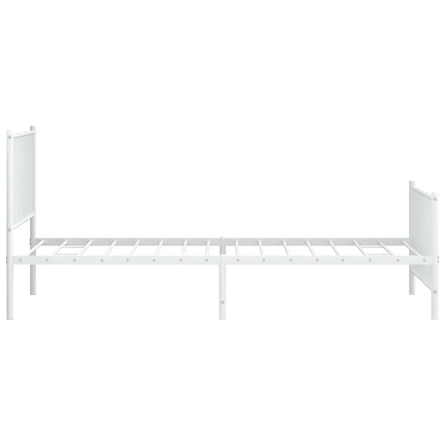 Cadre de lit métal sans matelas et pied de lit blanc 100x200 cm - 7