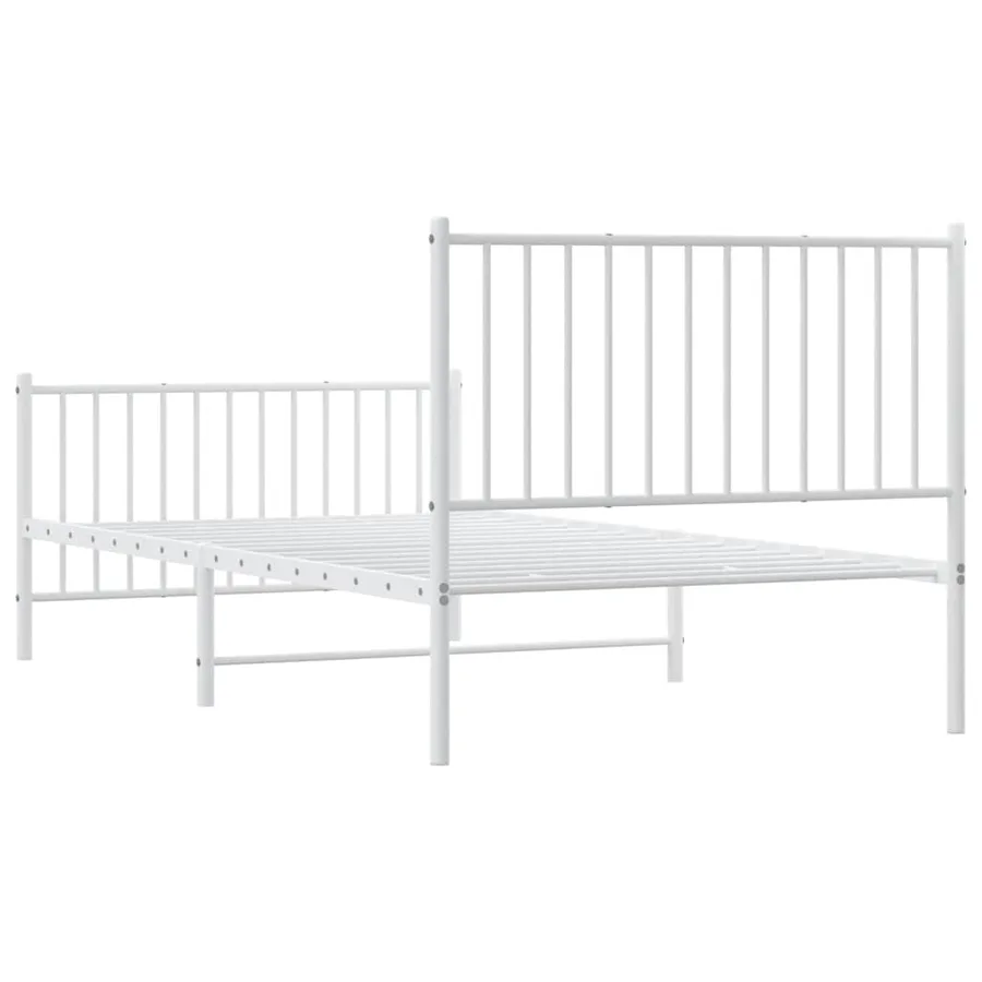 Cadre de lit métal sans matelas et pied de lit blanc 100x200 cm - 8