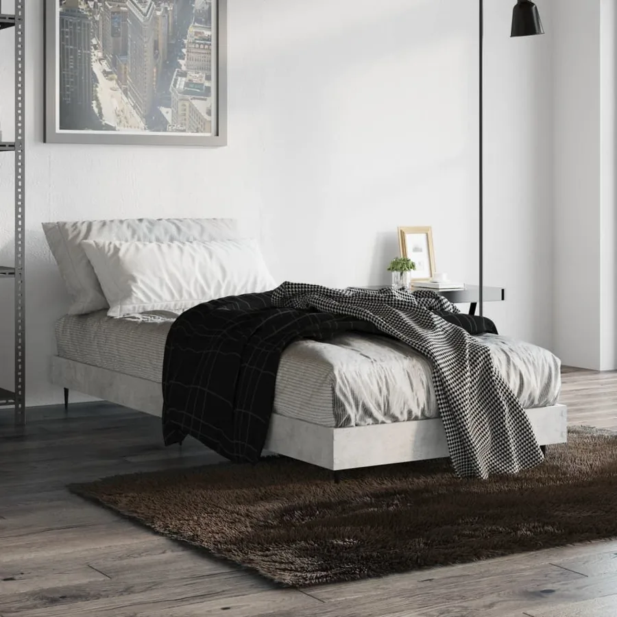Cadre de lit sans matelas gris béton 75x190 cm - 4