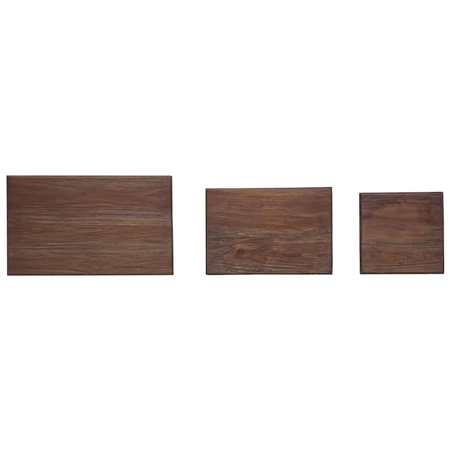 Ensemble de tables gigognes 3 pcs bois d'acajou massif - 10