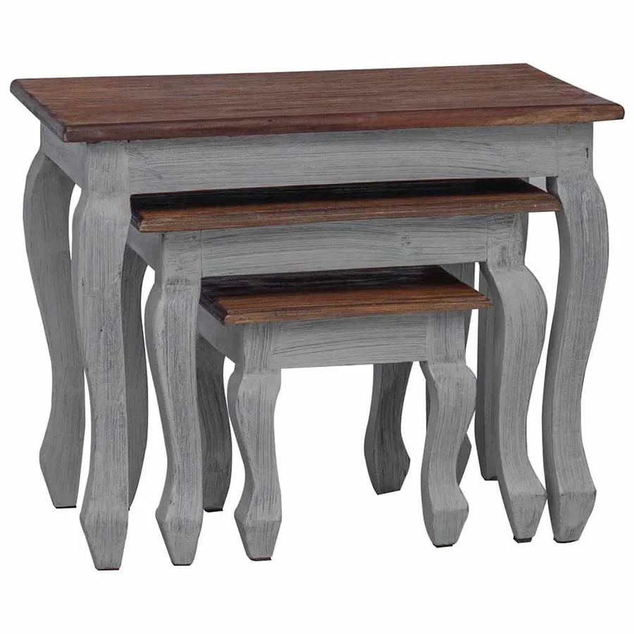 Ensemble de tables gigognes 3 pcs bois d'acajou massif - 4
