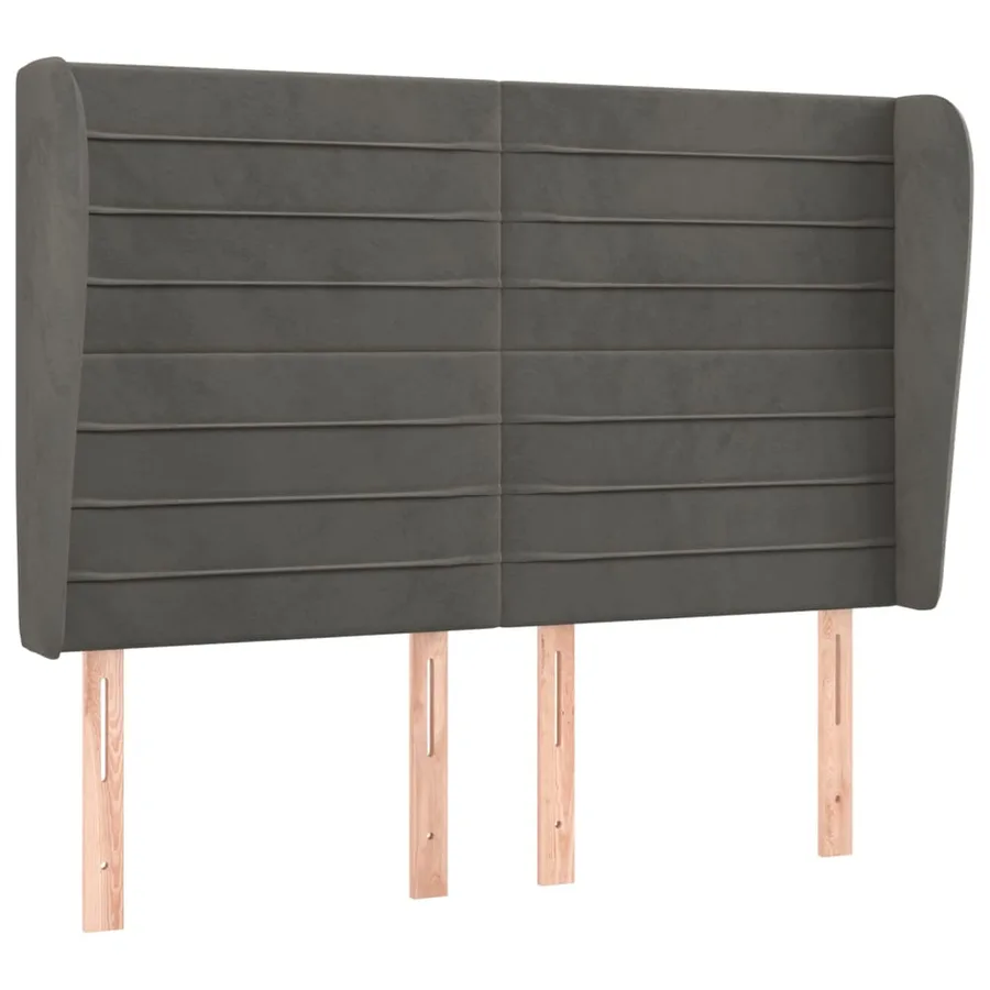 Tête de lit avec oreilles Gris foncé 147x23x118/128 cm Velours - 2