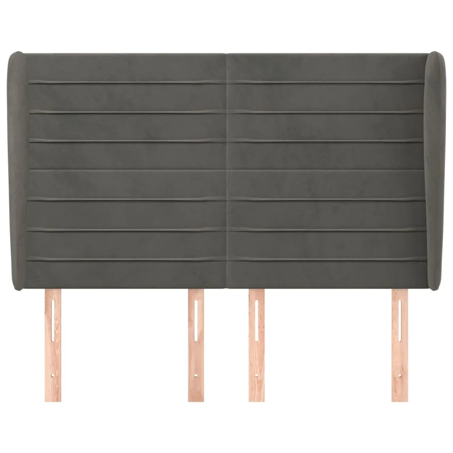 Tête de lit avec oreilles Gris foncé 147x23x118/128 cm Velours - 3