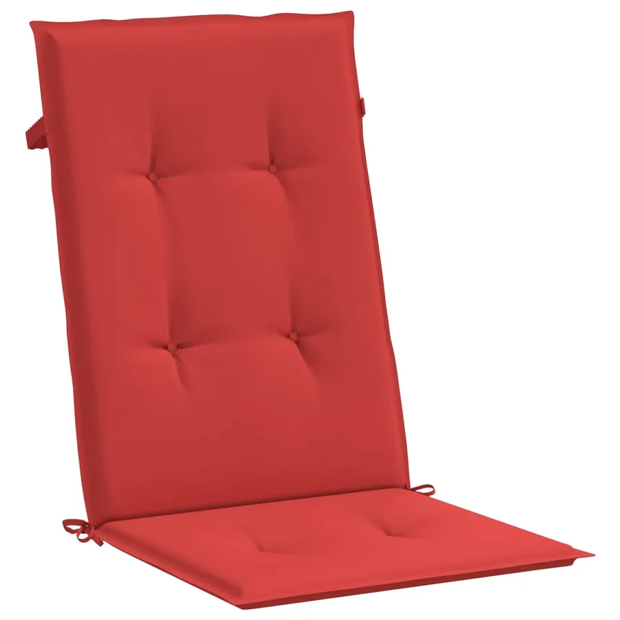 Coussins de chaise de jardin dossier haut lot de 6 rouge tissu - 5