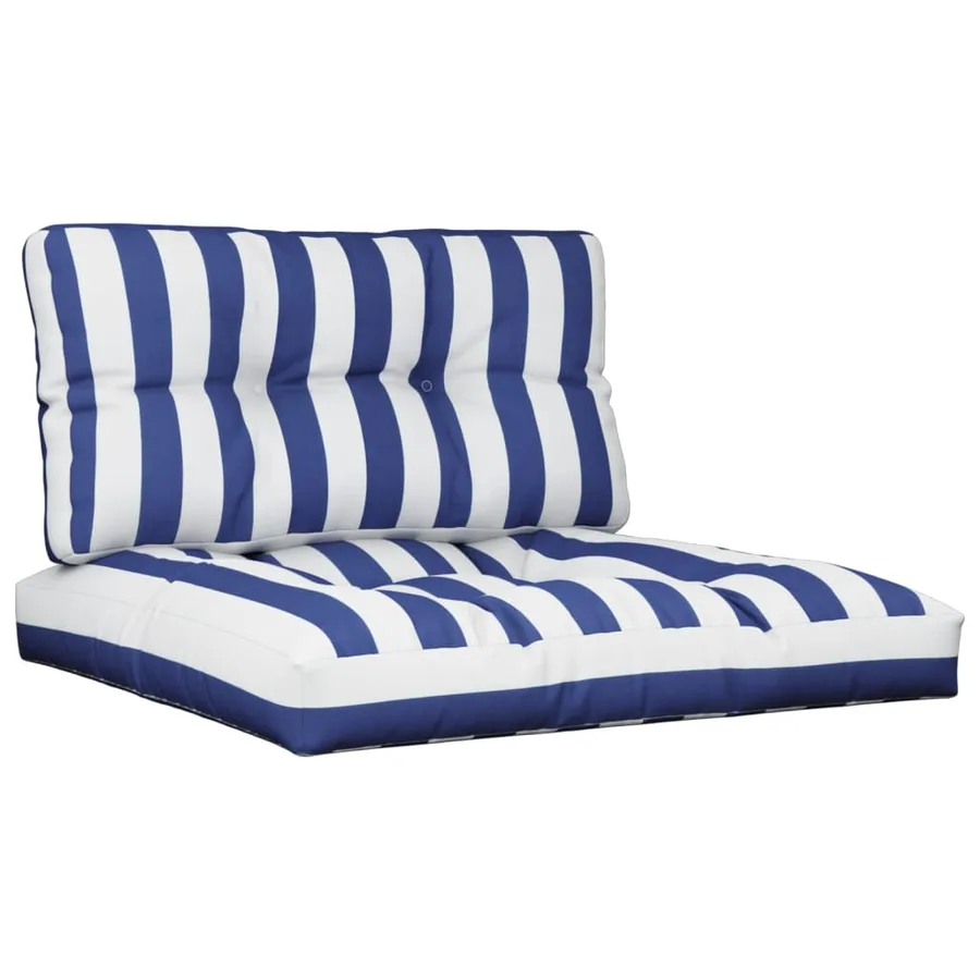 Coussins de palette lot de 2 rayures bleues/blanches tissu - 2