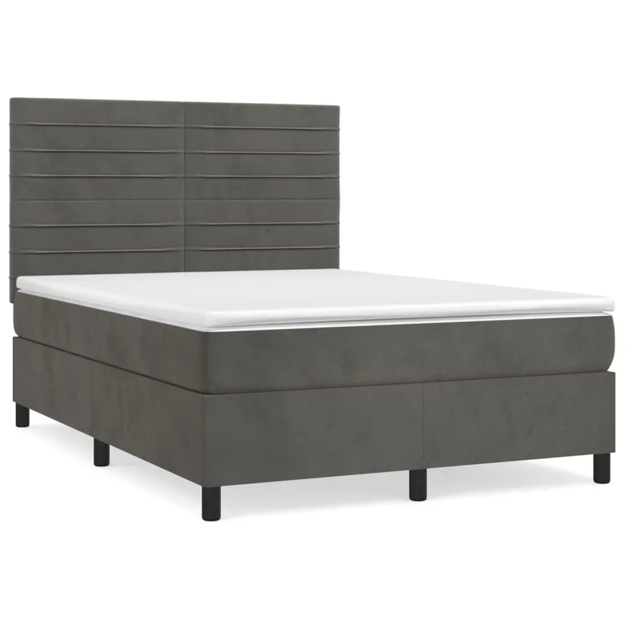 Sommier à lattes de lit et matelas Gris foncé 140x200cm Velours - 2