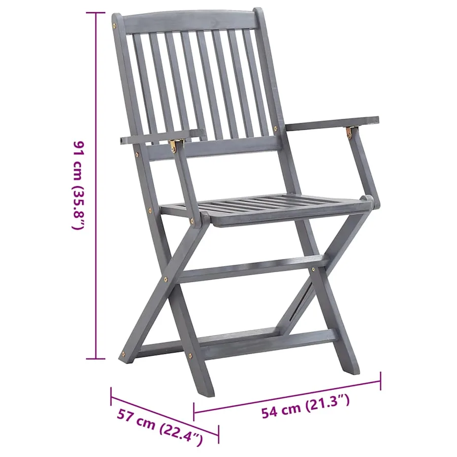 Chaises pliables d'extérieur lot de 4 et coussins Bois d'acacia - 19