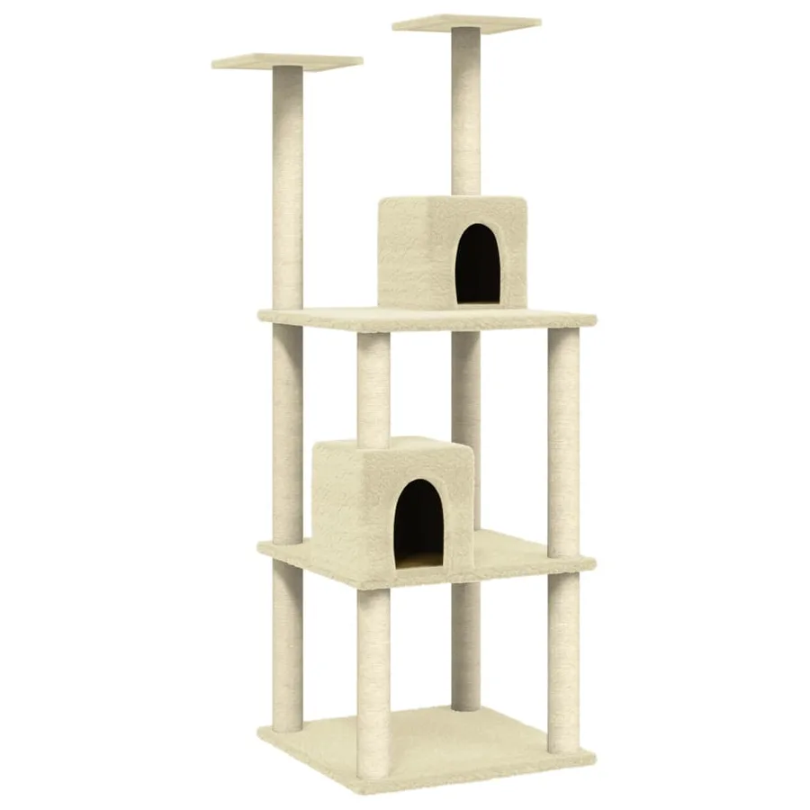 Arbre à chat avec griffoirs en sisal Crème 141 cm - 2