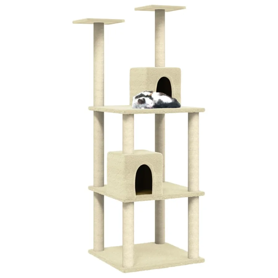 Arbre à chat avec griffoirs en sisal Crème 141 cm - 3