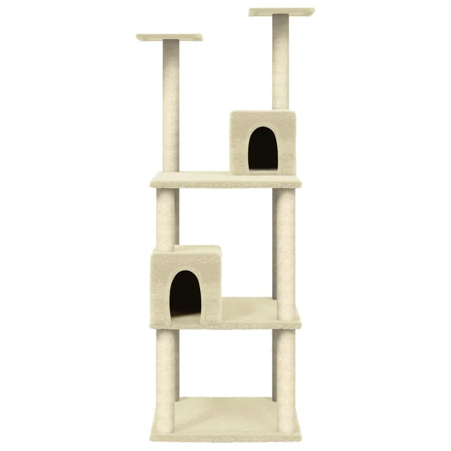 Arbre à chat avec griffoirs en sisal Crème 141 cm - 4