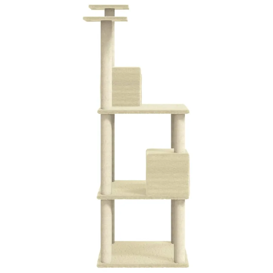 Arbre à chat avec griffoirs en sisal Crème 141 cm - 5