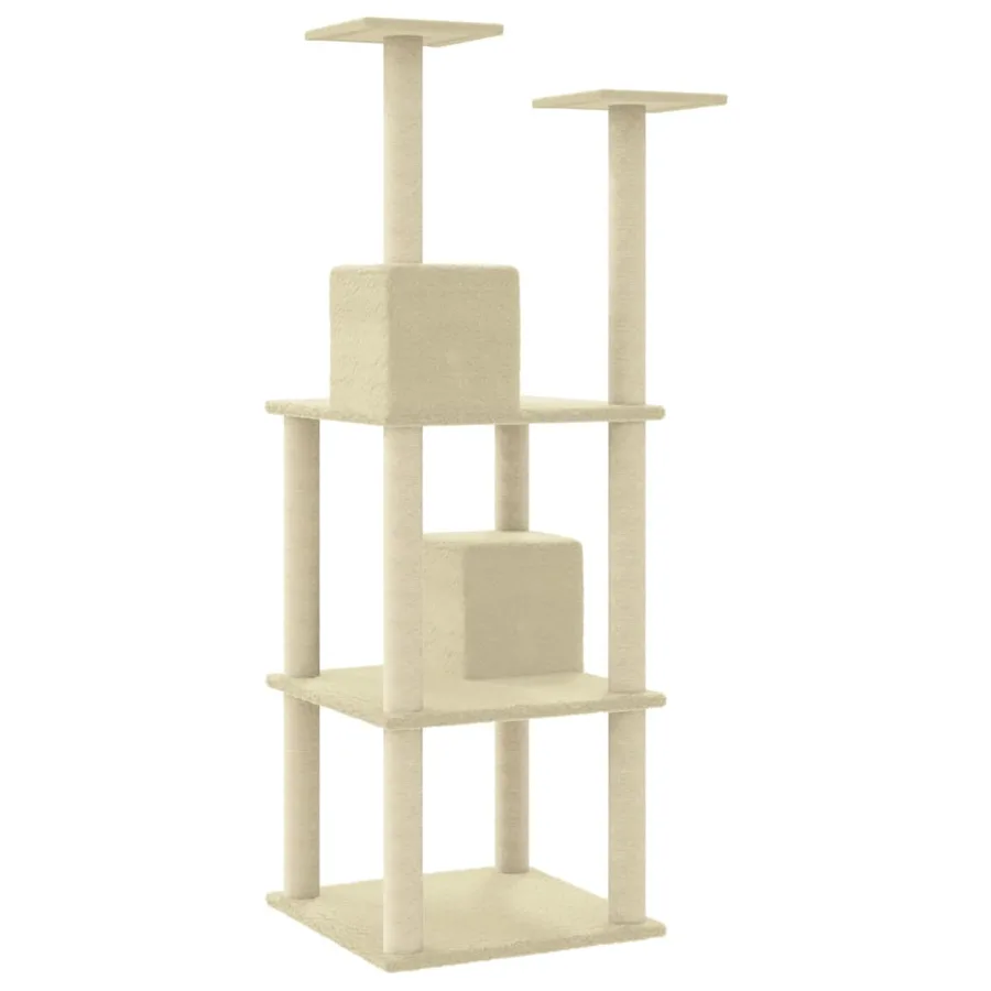 Arbre à chat avec griffoirs en sisal Crème 141 cm - 6