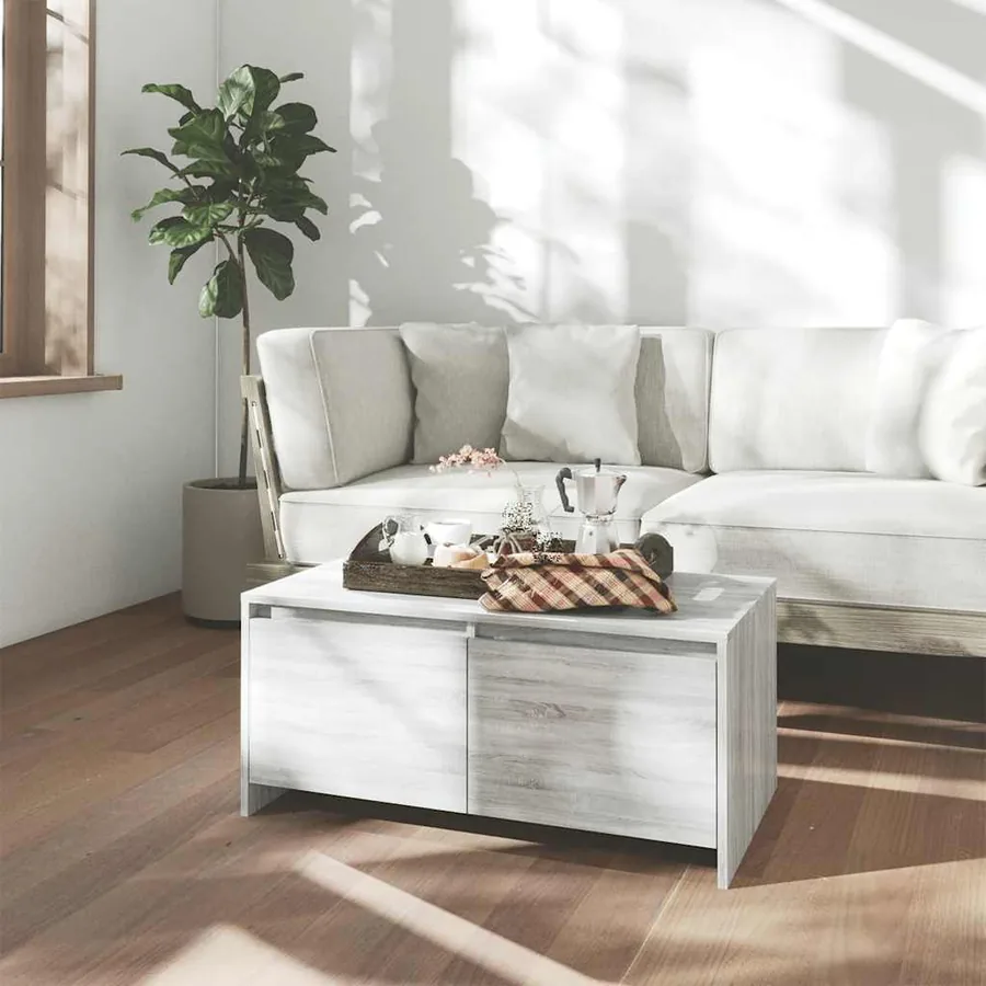 Table basse sonoma gris 90x50x41,5 cm bois d'ingénierie