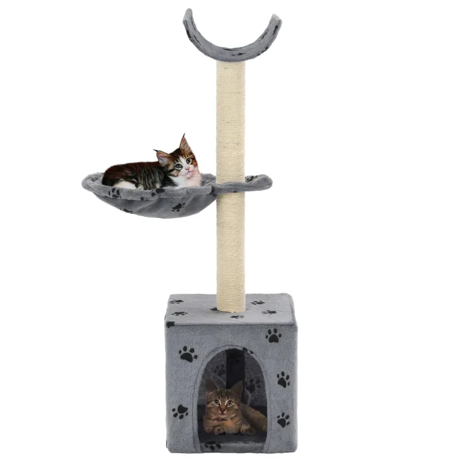 Arbre à chat et griffoir Sisal 105 cm Empreintes de pattes Gris - 2