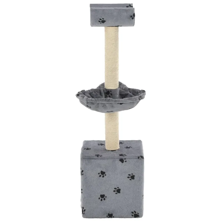Arbre à chat et griffoir Sisal 105 cm Empreintes de pattes Gris - 3