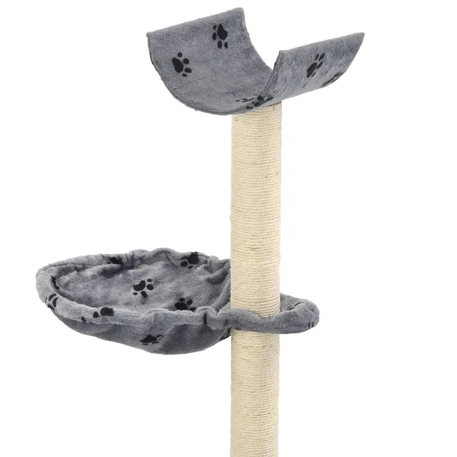 Arbre à chat et griffoir Sisal 105 cm Empreintes de pattes Gris - 4