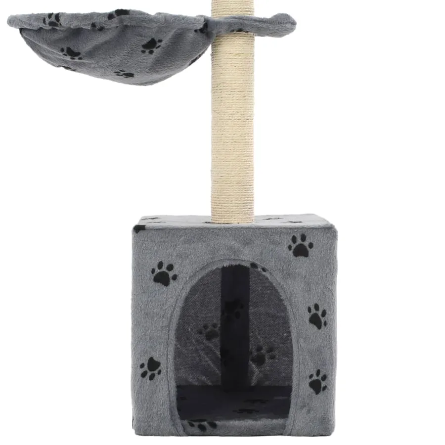 Arbre à chat et griffoir Sisal 105 cm Empreintes de pattes Gris - 5
