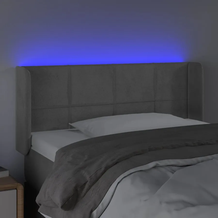 Tête de lit à LED Gris clair 93x16x78/88 cm Velours - 4