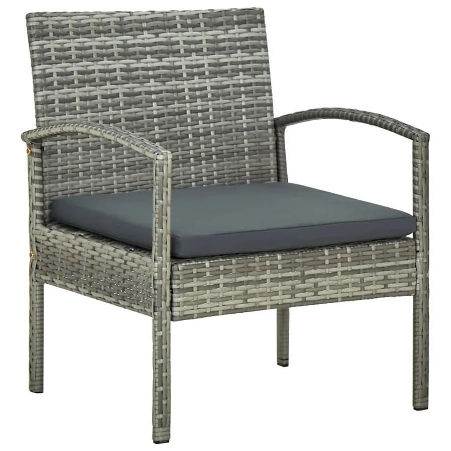 Ensemble de bistro 3 pcs avec coussins Résine tressée Gris - 4