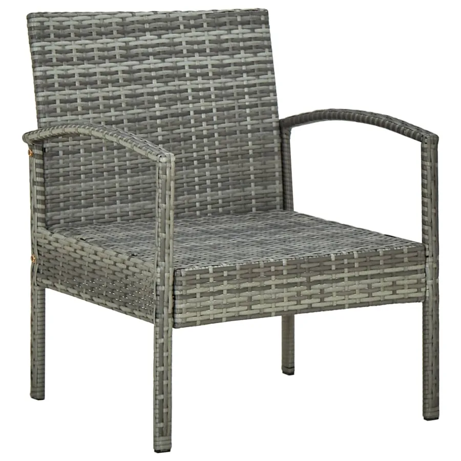 Ensemble de bistro 3 pcs avec coussins Résine tressée Gris - 5