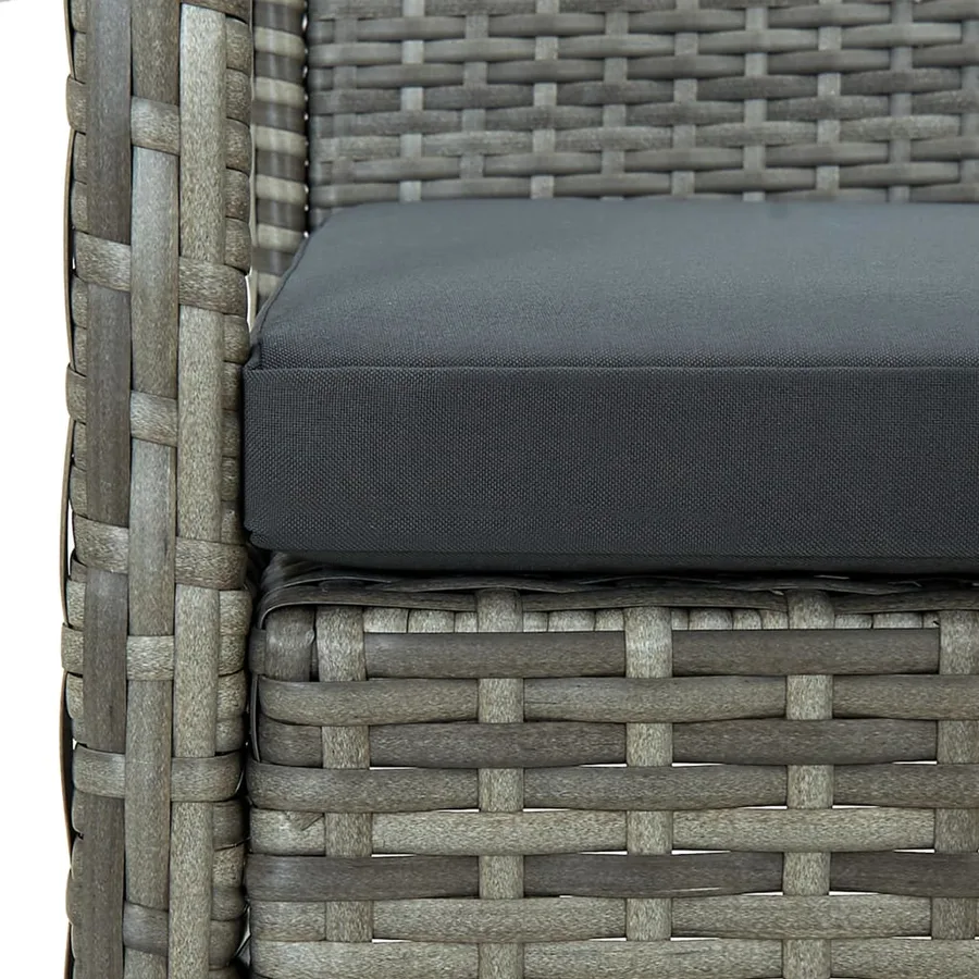 Ensemble de bistro 3 pcs avec coussins Résine tressée Gris - 6