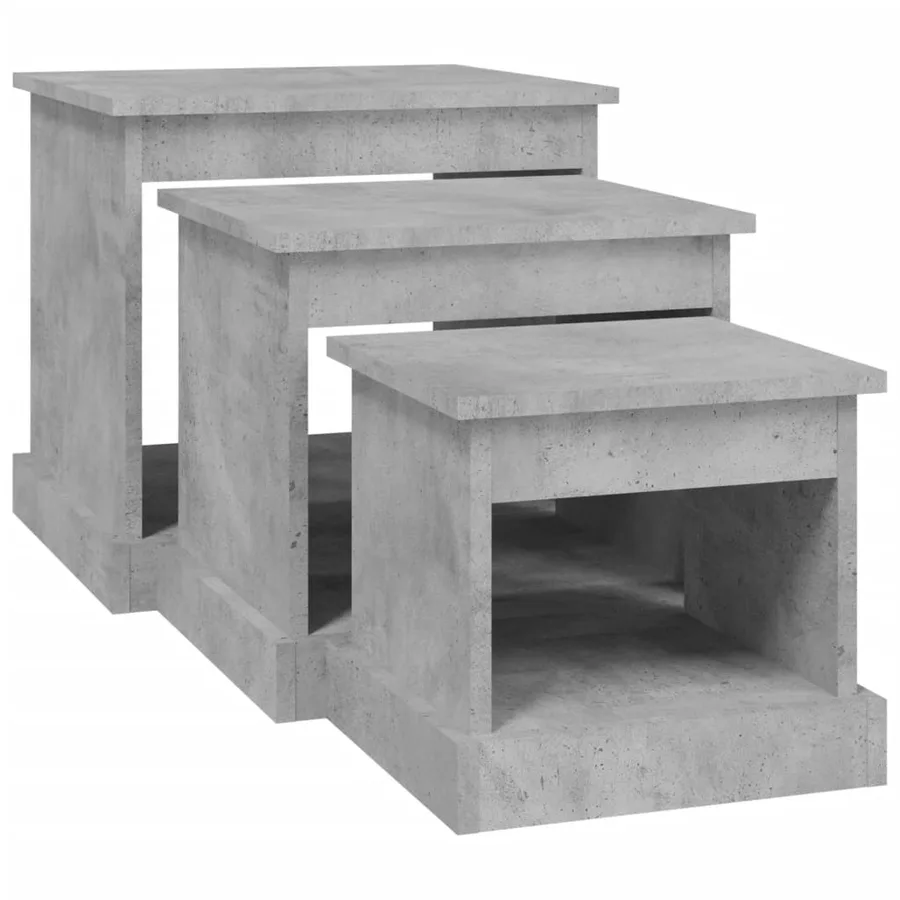 Tables basses 3 pcs gris béton bois d'ingénierie - 5