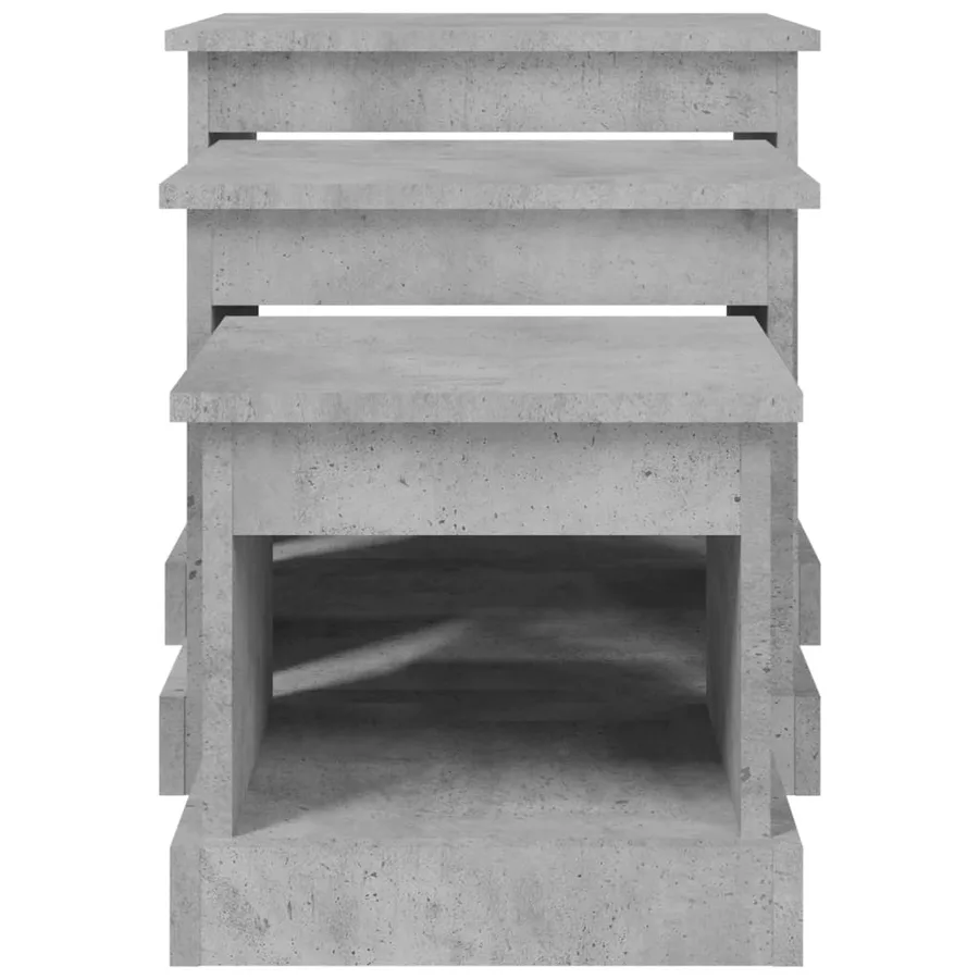 Tables basses 3 pcs gris béton bois d'ingénierie - 6