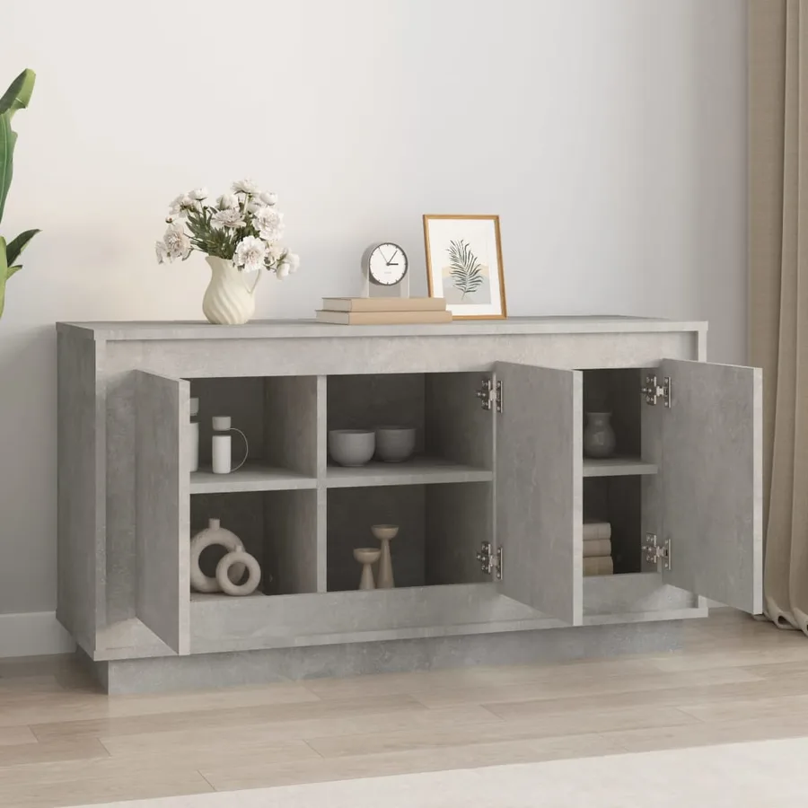 Buffet gris béton 102x35x55 cm bois d'ingénierie - 3